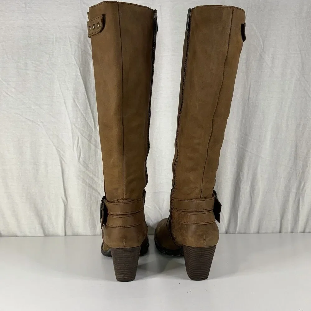 BORN Nolah BRAND EQUESTRIAN LEATHER Tall Brown Leather RIDING BOOTS Size 6